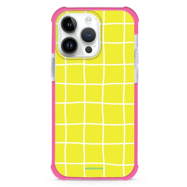 Yellow Checked Pattern iPhone 15 Pro Max Ultra Shockproof Case Fashion