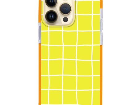 Yellow Checked Pattern iPhone 15 Pro Max Ultra Shockproof Case Fashion