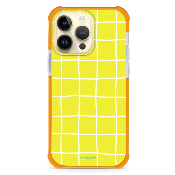 Yellow Checked Pattern iPhone 15 Pro Max Ultra Shockproof Case Fashion