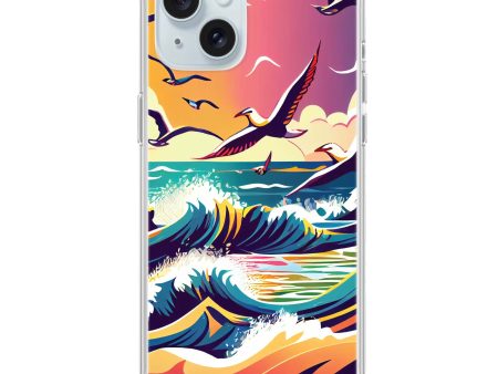 Waves & seagulls iPhone 15 Plus MagSafe Compatible Ultra Clear Case Online