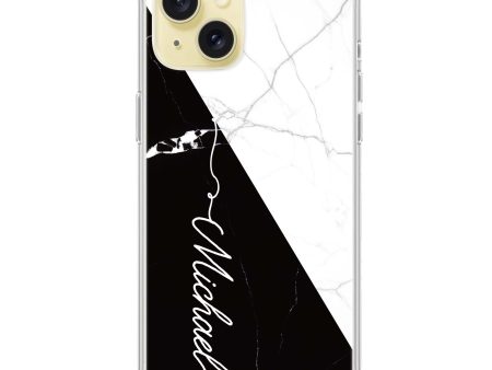 White And Black Marble iPhone 15 Plus MagSafe Compatible Ultra Clear Case Online