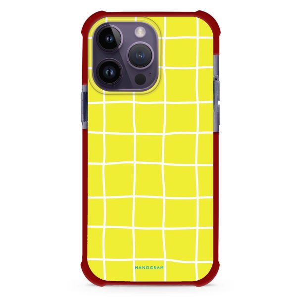 Yellow Checked Pattern iPhone 15 Pro MagSafe Compatible Ultra Shockproof Case Online