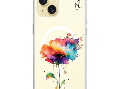 A Beautiful Watercolour Flower iPhone 15 Plus MagSafe Compatible Ultra Clear Case For Cheap