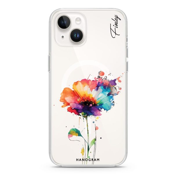 A Beautiful Watercolour Flower iPhone 15 MagSafe Compatible Ultra Clear Case Hot on Sale