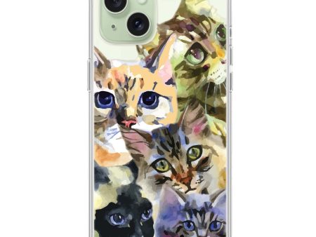 Watercolour Cat iPhone 15 Plus MagSafe Compatible Ultra Clear Case Discount