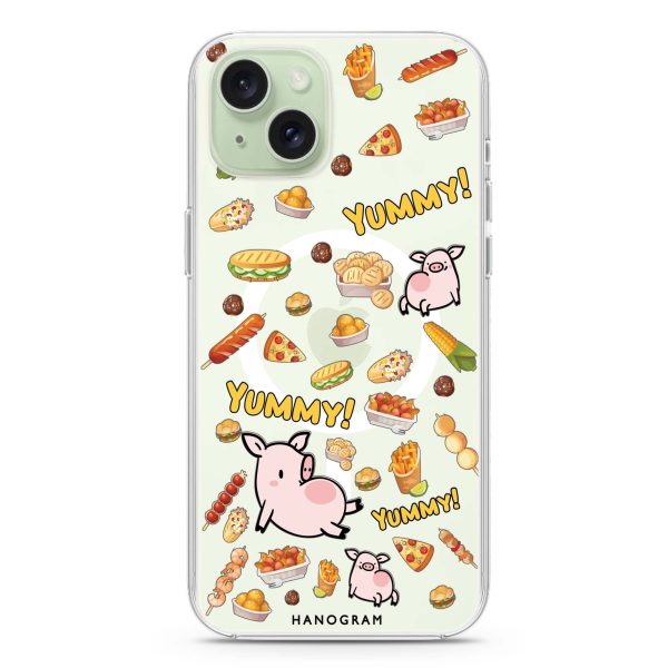 Yummy Piggy iPhone 15 Plus MagSafe Compatible Ultra Clear Case For Sale