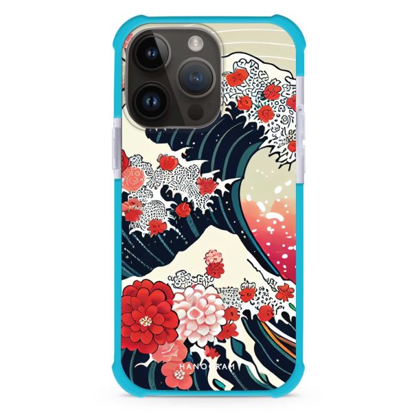 Waves & Flowers iPhone 15 Pro MagSafe Compatible Ultra Shockproof Case Hot on Sale