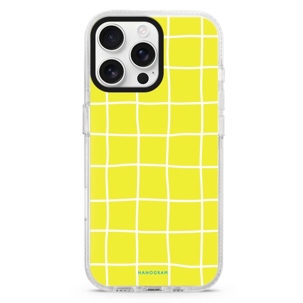 Yellow Checked Pattern iPhone 15 Pro MagSafe Compatible Ultra Clear Case Online now