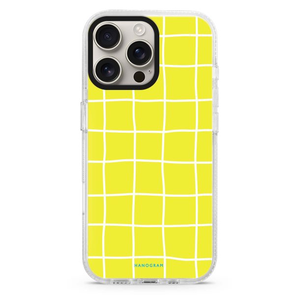 Yellow Checked Pattern iPhone 15 Pro MagSafe Compatible Ultra Clear Case Online now