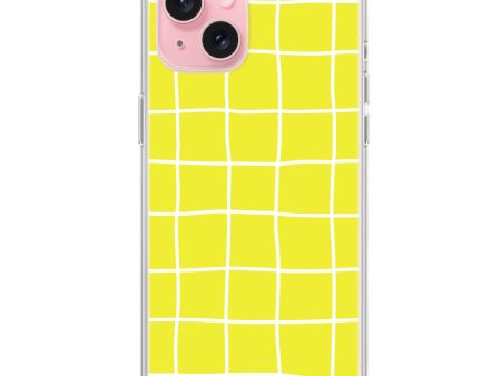 Yellow Checked Pattern iPhone 15 Plus MagSafe Compatible Ultra Clear Case Discount