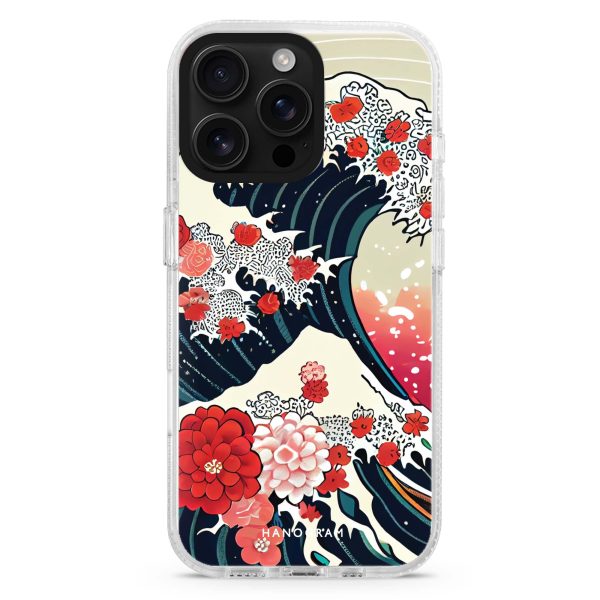 Waves & Flowers iPhone 15 Pro MagSafe Compatible Ultra Clear Case Hot on Sale