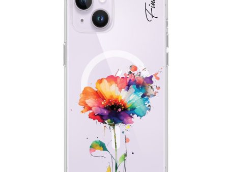 A Beautiful Watercolour Flower iPhone 15 MagSafe Compatible Ultra Clear Case Hot on Sale