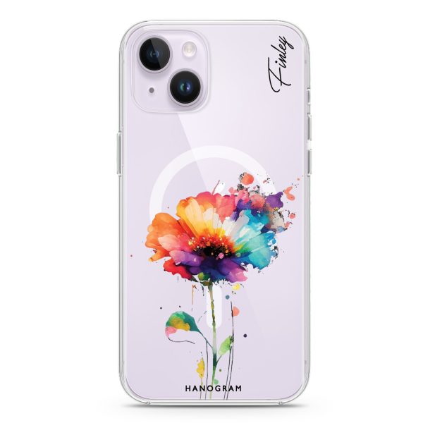 A Beautiful Watercolour Flower iPhone 15 MagSafe Compatible Ultra Clear Case Hot on Sale