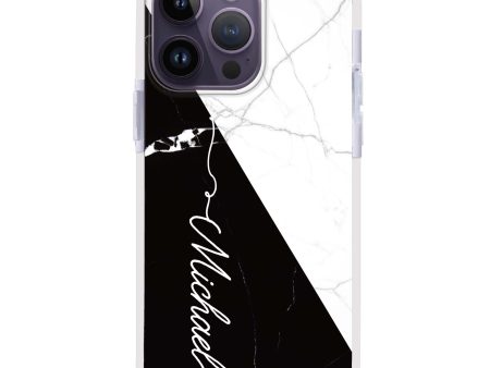 White And Black Marble iPhone 15 Pro MagSafe Compatible Ultra Shockproof Case Fashion