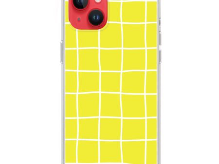 Yellow Checked Pattern iPhone 15 MagSafe Compatible Ultra Clear Case For Sale