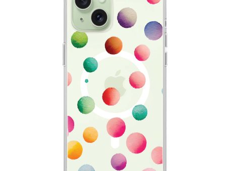 Watercolour Polka Dot iPhone 15 Plus MagSafe Compatible Ultra Clear Case For Sale