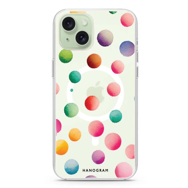 Watercolour Polka Dot iPhone 15 Plus MagSafe Compatible Ultra Clear Case For Sale