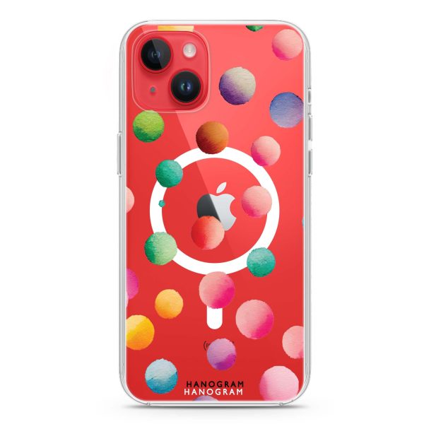 Watercolour Polka Dot iPhone 15 MagSafe Compatible Ultra Clear Case Hot on Sale