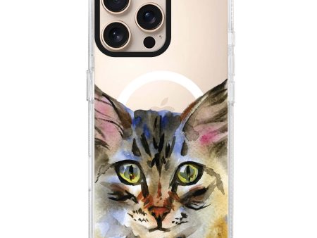 Watercolour Cat iPhone 15 Pro MagSafe Compatible Ultra Clear Case Online now