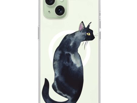 Watercolour Cat iPhone 15 Plus MagSafe Compatible Ultra Clear Case Sale