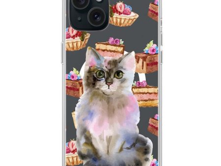 Watercolour Cat iPhone 15 Plus MagSafe Compatible Ultra Clear Case Cheap