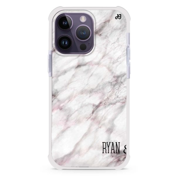 White Marble & Flower iPhone 15 Pro MagSafe Compatible Ultra Shockproof Case Online now