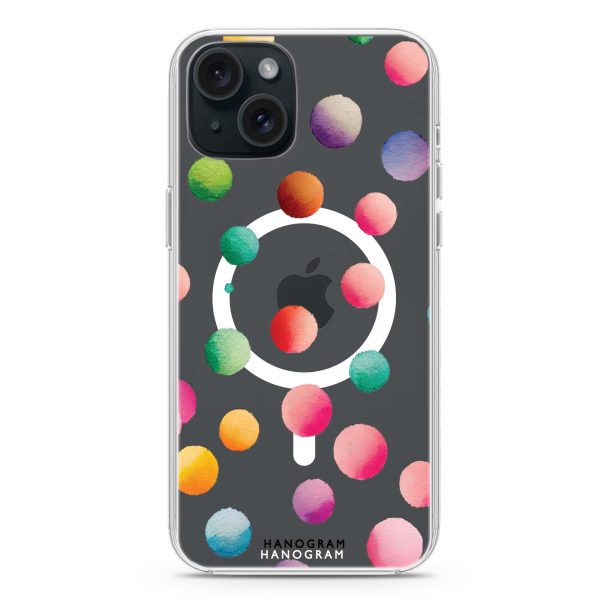 Watercolour Polka Dot iPhone 15 Plus MagSafe Compatible Ultra Clear Case For Sale