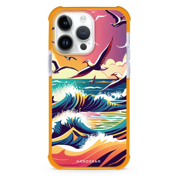 Waves & seagulls iPhone 15 Pro MagSafe Compatible Ultra Shockproof Case For Discount