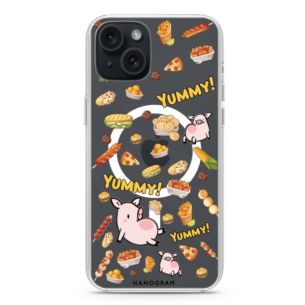 Yummy Piggy iPhone 15 Plus MagSafe Compatible Ultra Clear Case For Sale