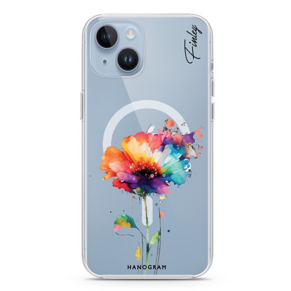 A Beautiful Watercolour Flower iPhone 15 MagSafe Compatible Ultra Clear Case Hot on Sale