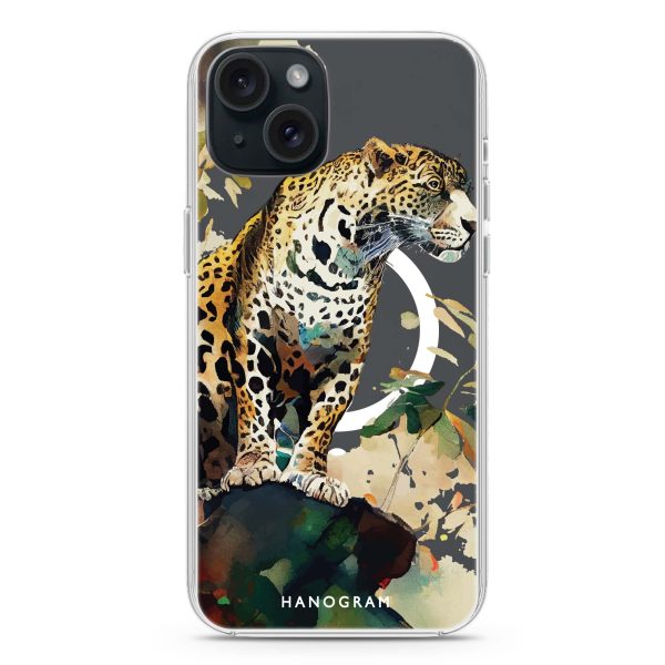 A leopard iPhone 15 Plus MagSafe Compatible Ultra Clear Case Hot on Sale