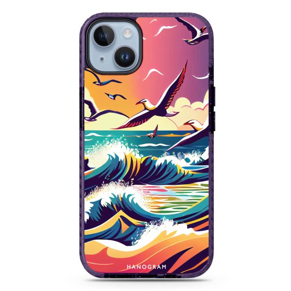 Waves & seagulls iPhone 14 Plus MagSafe Compatible Durashock Case For Discount