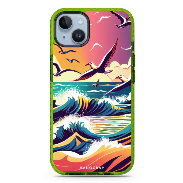 Waves & seagulls iPhone 14 Plus MagSafe Compatible Durashock Case For Discount