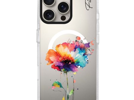 A Beautiful Watercolour Flower iPhone 15 Pro MagSafe Compatible Ultra Clear Case on Sale