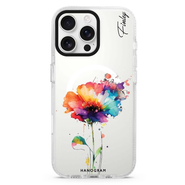 A Beautiful Watercolour Flower iPhone 15 Pro MagSafe Compatible Ultra Clear Case on Sale