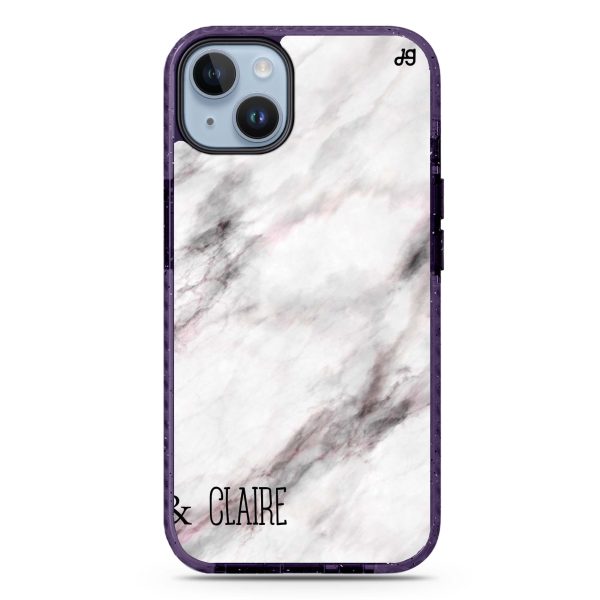 White Marble iPhone 14 Plus MagSafe Compatible Durashock Case Hot on Sale