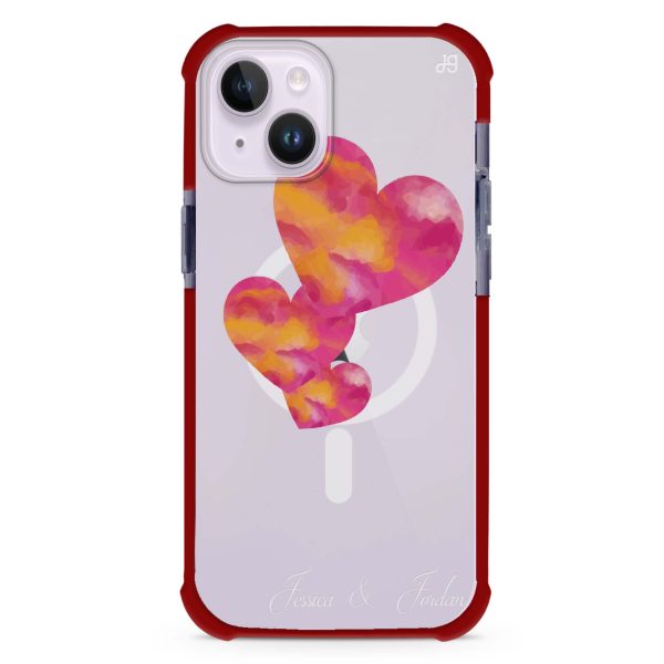 Red Hearts iPhone 15 Plus MagSafe Compatible Ultra Shockproof Case Cheap